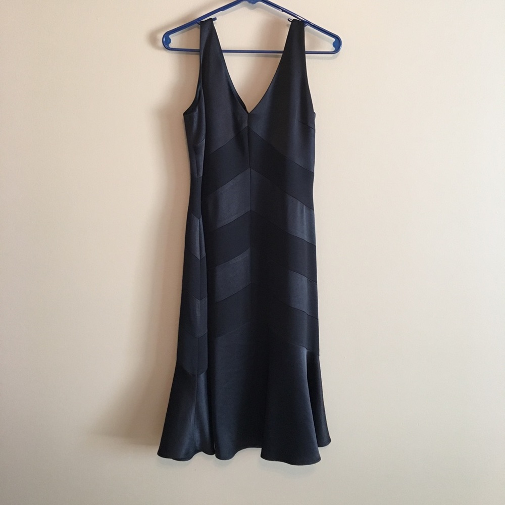 BCBGMAXAZRIA Black Striped Sleeveless Slip Dress
